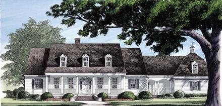 Colonial Country Farmhouse Southern Elevation of Plan 86110