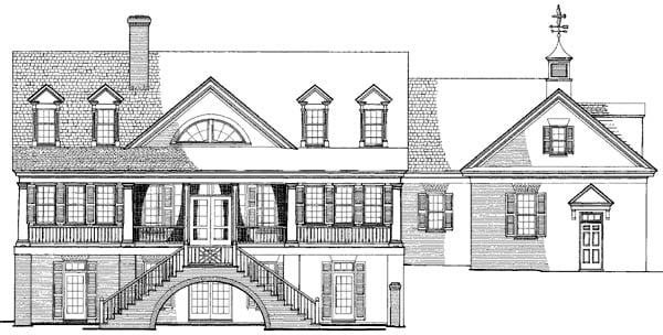 Colonial Country Southern Traditional Rear Elevation of Plan 86112