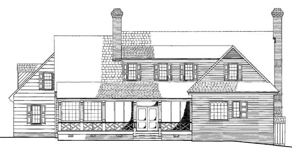 Colonial Southern Rear Elevation of Plan 86113