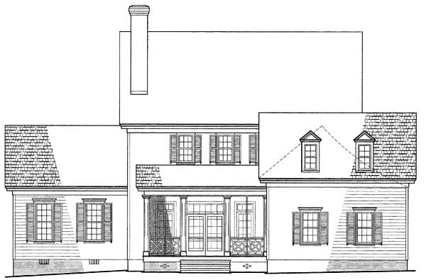 Colonial Southern Rear Elevation of Plan 86117