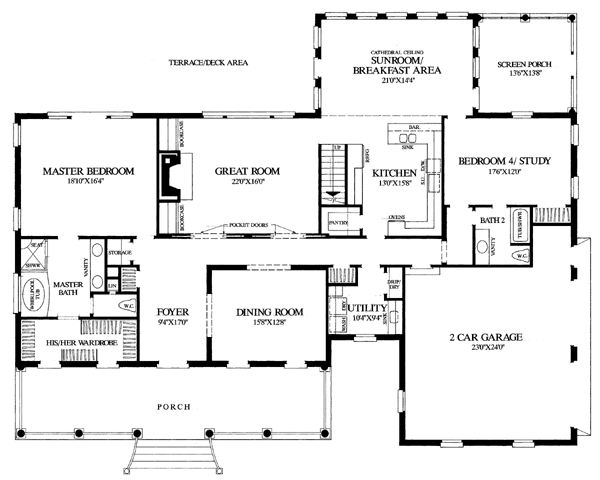 Cape Cod Country Farmhouse Southern Level One of Plan 86118
