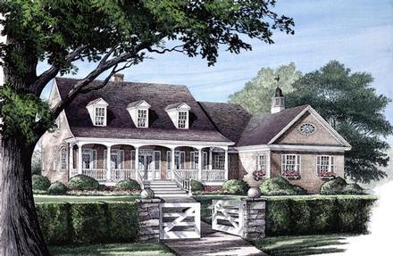 Cape Cod Country Farmhouse Southern Elevation of Plan 86118