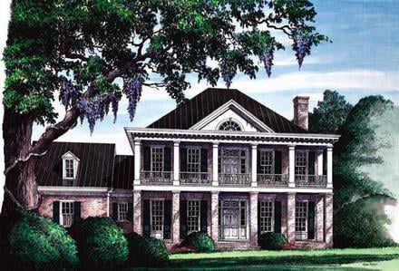 Colonial Plantation Southern Elevation of Plan 86120