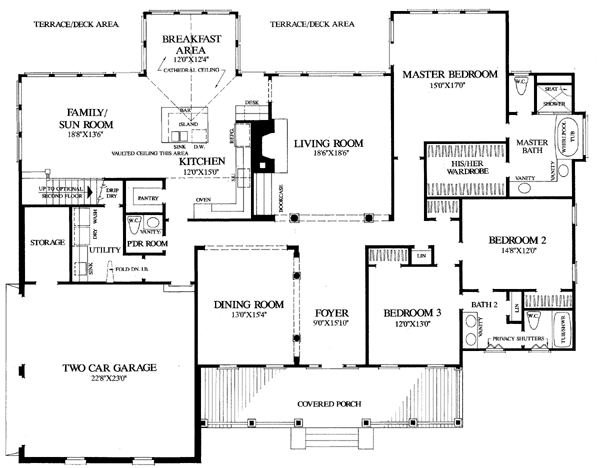 Colonial Country Farmhouse Southern Level One of Plan 86124