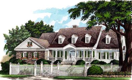 Colonial Country Farmhouse Southern Elevation of Plan 86124