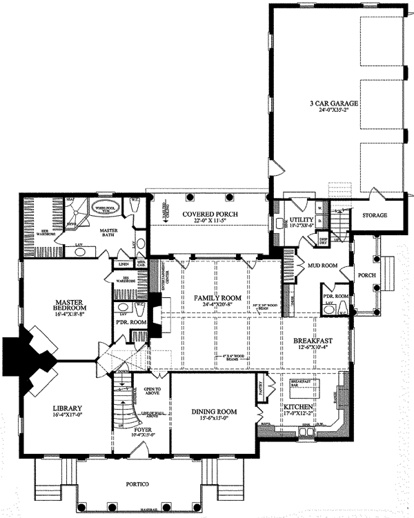 Colonial Plantation Southern Level One of Plan 86125