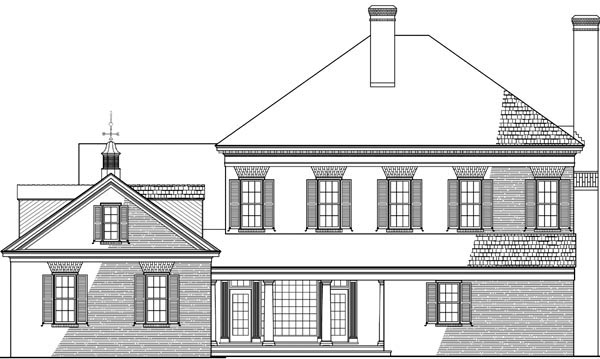 Colonial Plantation Southern Rear Elevation of Plan 86125