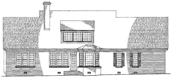 Colonial Country Southern Rear Elevation of Plan 86127