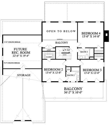 House Plan 86138 Second Level Plan