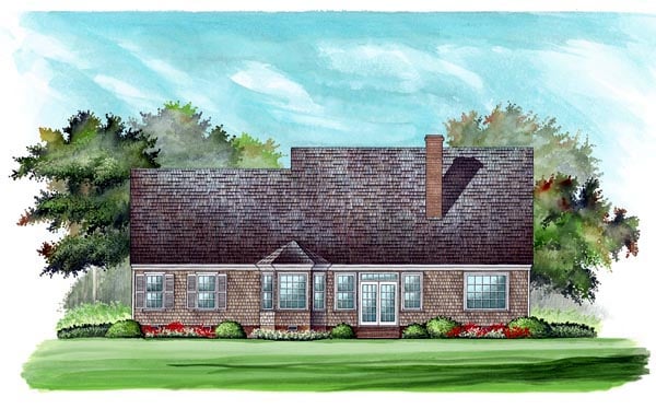 Colonial Cottage Country Southern Rear Elevation of Plan 86141