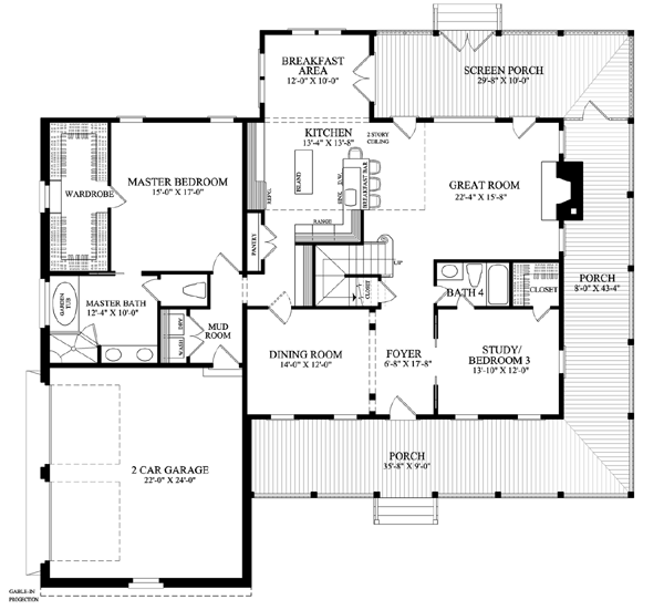 Country Farmhouse Southern Level One of Plan 86144
