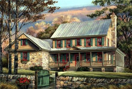 Country Farmhouse Southern Elevation of Plan 86144