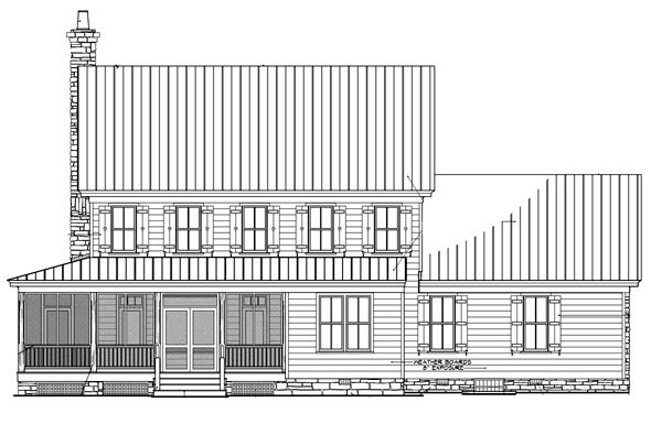 Country Farmhouse Southern Rear Elevation of Plan 86144