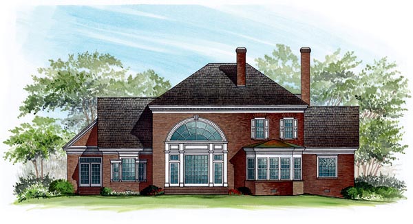 Traditional Plan with 3946 Sq. Ft., 4 Bedrooms, 4 Bathrooms, 2 Car Garage Rear Elevation
