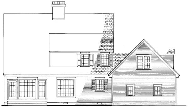 Colonial Southern Rear Elevation of Plan 86155