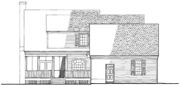 Colonial Cottage Country Farmhouse Southern Traditional Rear Elevation of Plan 86161