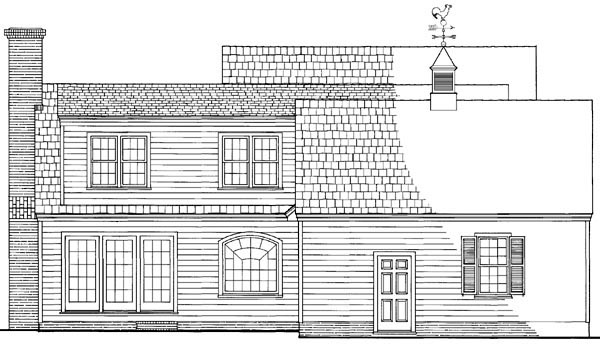 Cottage, Country, Farmhouse, Traditional Plan with 2181 Sq. Ft., 3 Bedrooms, 3 Bathrooms, 2 Car Garage Rear Elevation