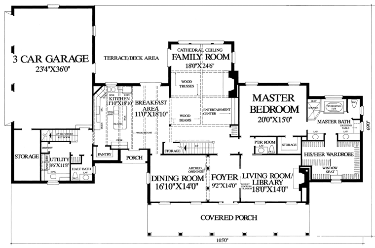 Colonial Cottage Country Farmhouse Plantation Traditional Level One of Plan 86164