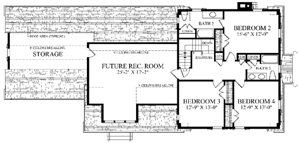 Colonial Cottage Country Farmhouse Level Two of Plan 86166