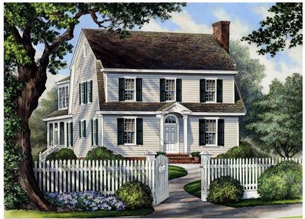 Colonial Cottage Country Farmhouse Elevation of Plan 86166
