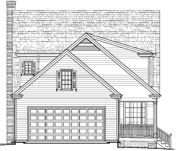 Colonial Cottage Country Farmhouse Rear Elevation of Plan 86166