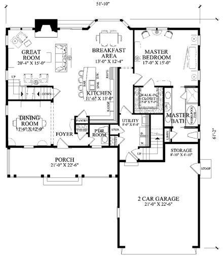 House Plan 86167 First Level Plan