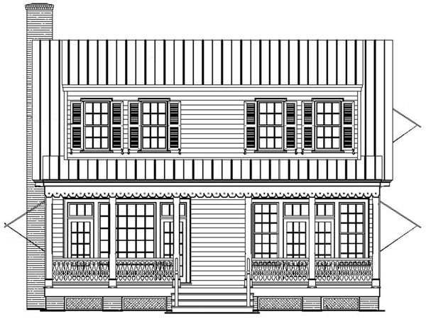Bungalow Cape Cod Cottage Country Rear Elevation of Plan 86169