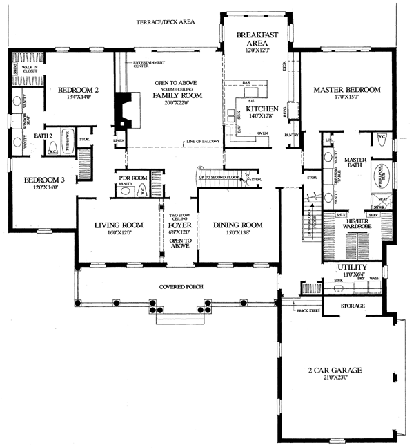 Plantation Ranch Traditional Level One of Plan 86171