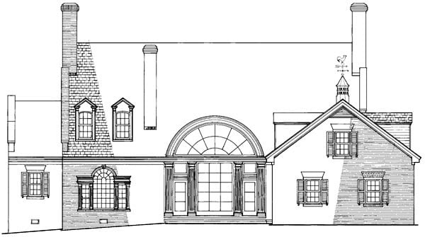 Colonial Plantation Southern Rear Elevation of Plan 86174