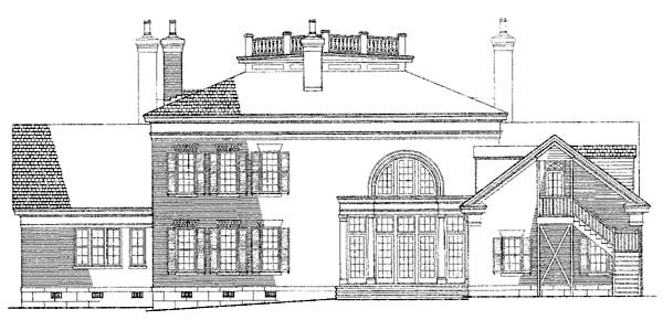 Colonial Plantation Southern Rear Elevation of Plan 86175