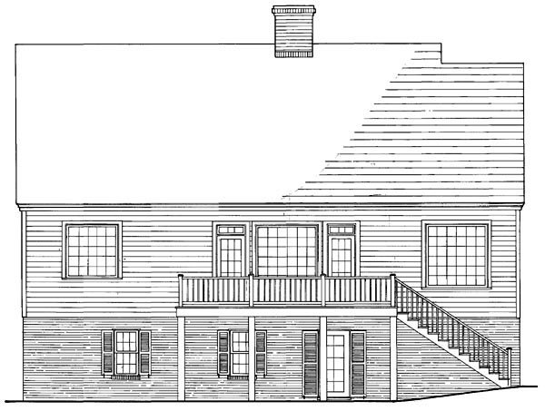 Colonial Southern Traditional Rear Elevation of Plan 86176