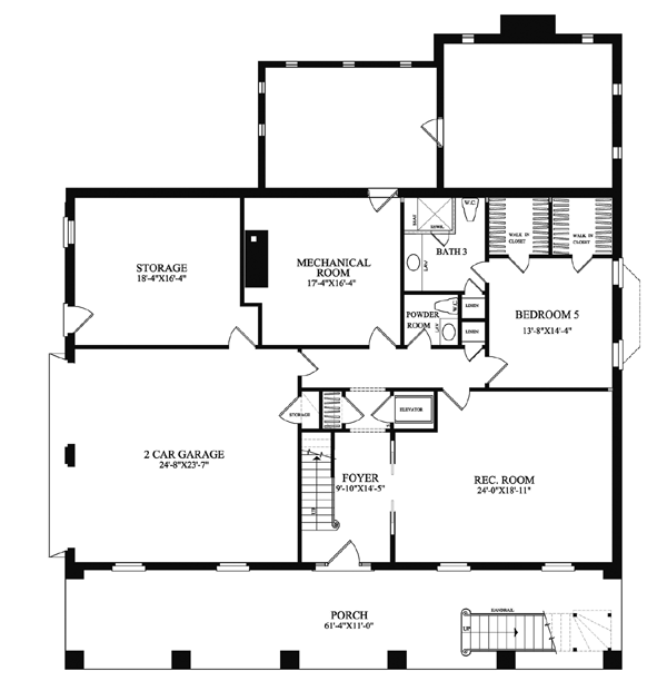 Colonial Plantation Southern Lower Level of Plan 86178