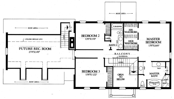 Colonial Southern Traditional Level Two of Plan 86179