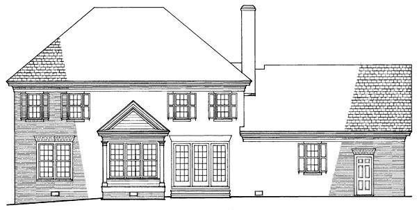 Colonial Southern Traditional Rear Elevation of Plan 86179