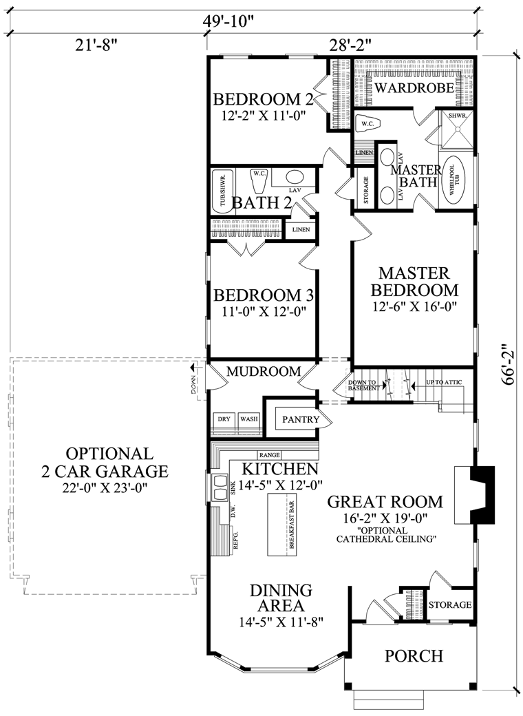 Bungalow Cottage Level One of Plan 86198