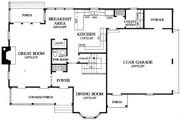 Cottage Country Farmhouse Level One of Plan 86199