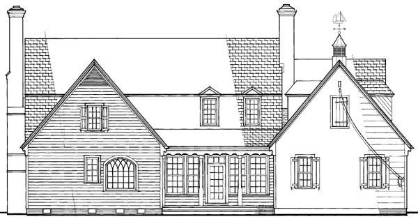 Traditional Rear Elevation of Plan 86204