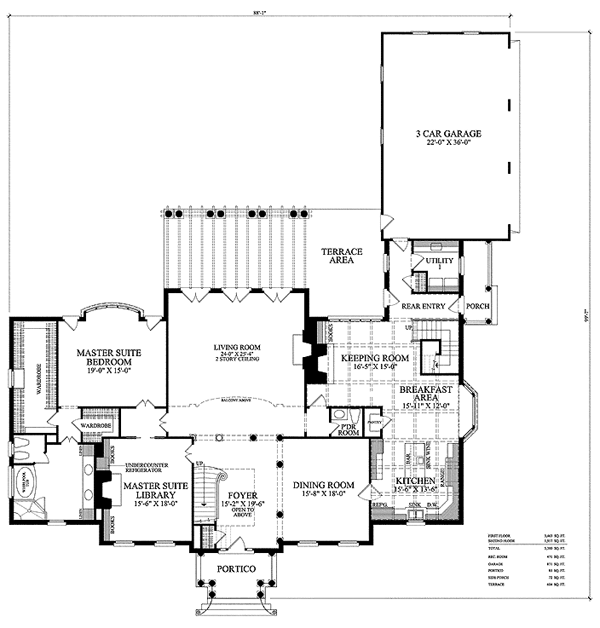 Colonial Plantation Southern Level One of Plan 86213