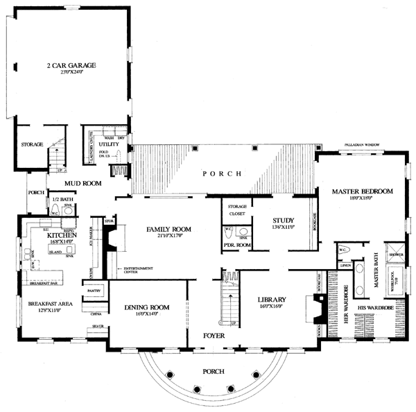 Colonial Plantation Traditional Level One of Plan 86214