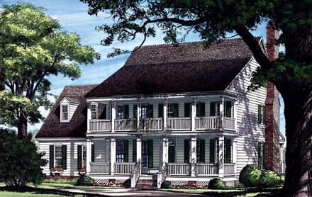 Colonial Farmhouse Southern Elevation of Plan 86217