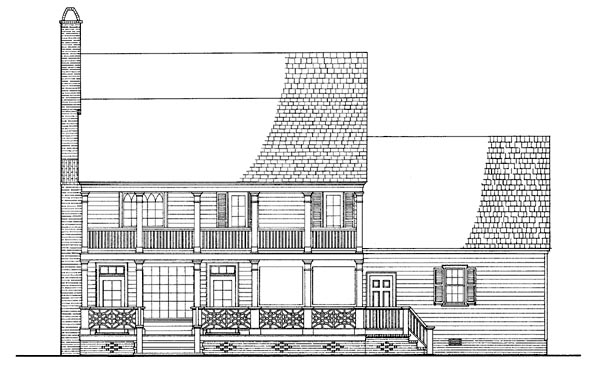 Colonial Farmhouse Southern Rear Elevation of Plan 86217