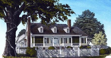 Cape Cod Colonial Cottage Country Farmhouse Southern Traditional Elevation of Plan 86219