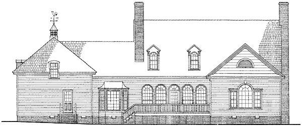 Cape Cod Colonial Cottage Country Southern Traditional Rear Elevation of Plan 86221