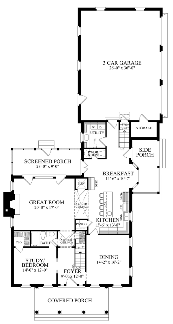 Colonial Plantation Southern Level One of Plan 86225