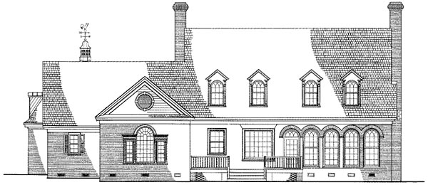 Cape Cod Colonial Cottage Country Farmhouse Southern Traditional Rear Elevation of Plan 86227