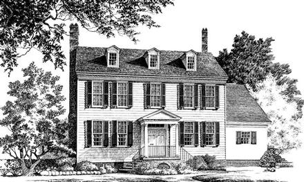 Colonial Southern Elevation of Plan 86229