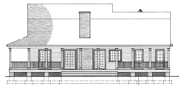 Colonial Country Farmhouse Southern Rear Elevation of Plan 86230