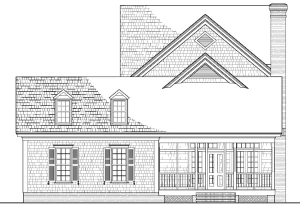 Cottage Country Traditional Rear Elevation of Plan 86231