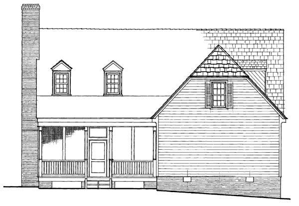 Colonial Traditional Rear Elevation of Plan 86233