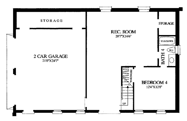 Colonial Cottage Country Craftsman Farmhouse Southern Traditional Lower Level of Plan 86236